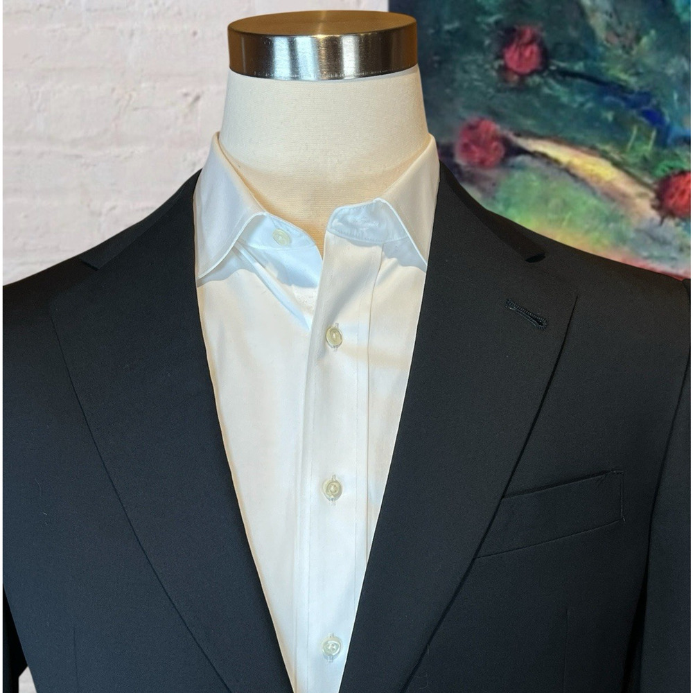 Vintage Hart Schaffner Marx 42R 34x27.5 Classic Solid Black Quality Suit - Picture 6 of 16